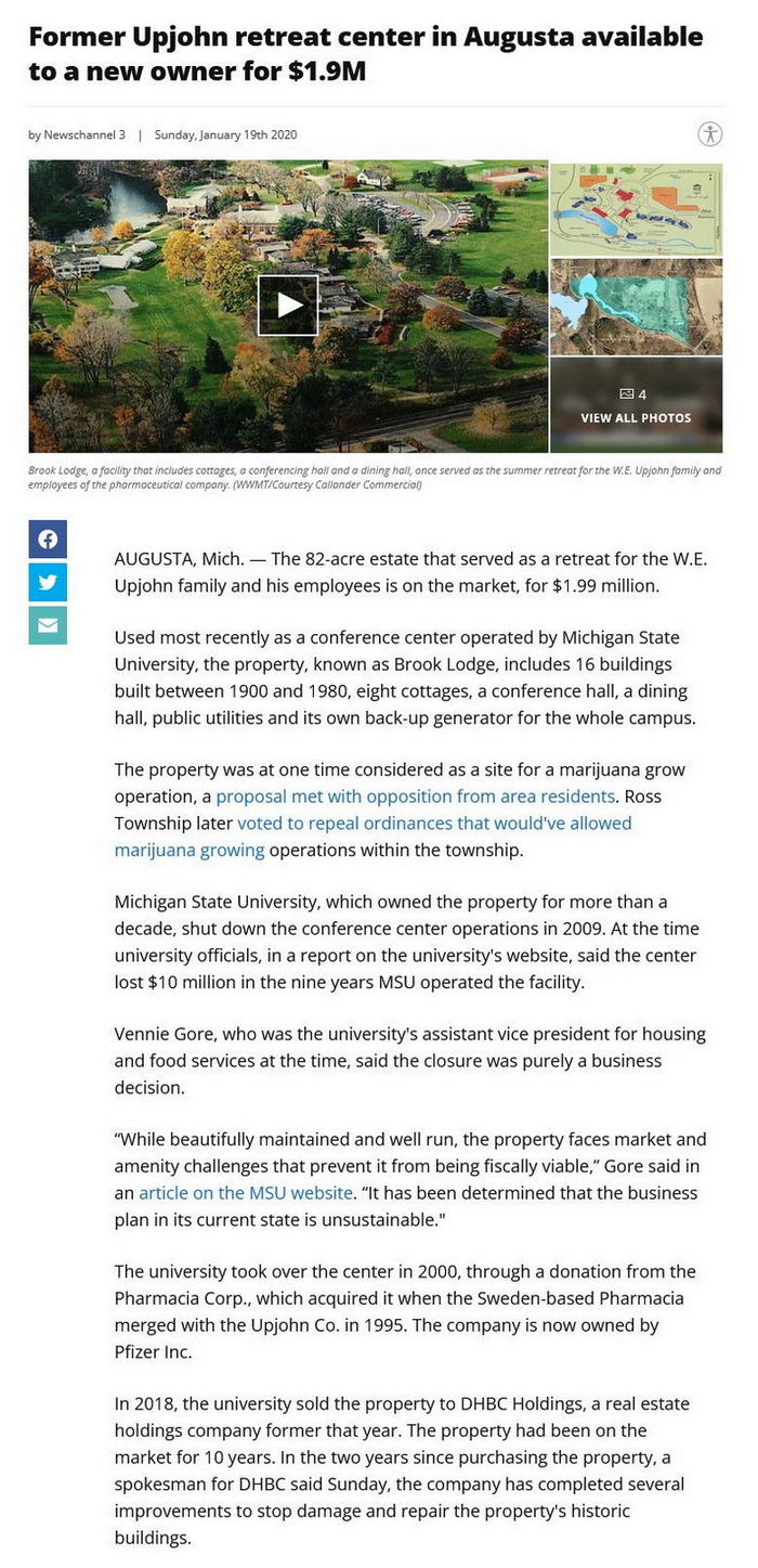 Brook Lodge - Article Announcing Sale From Wmmt (newer photo)